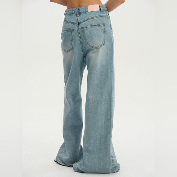 NEW Source Unknown Blogger Favorite Wide Slit Jeans + Top in Soft Blue - Picture 9 of 17